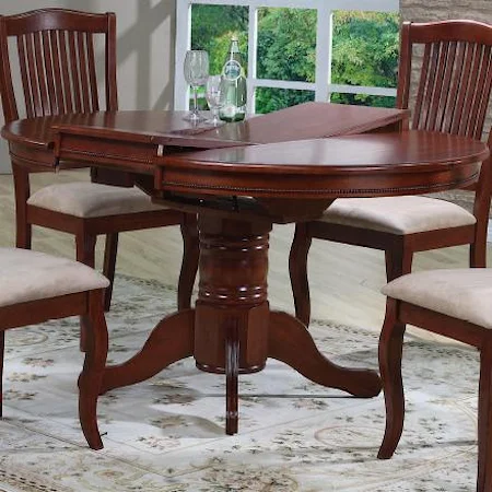 Circular Pedestal Dining Table with Butterfly Leaf